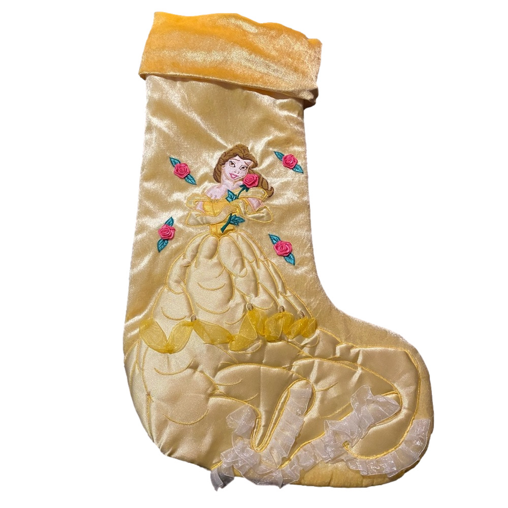Disney Princess Belle Christmas Stocking Ribbon & Floral Details Vintage